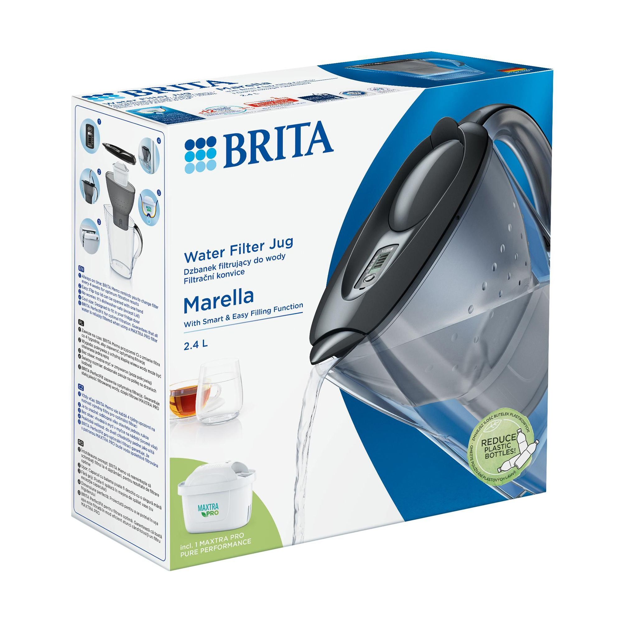 Фільтр-глечик для води Brita Marella MX Pro, графіт, 2.4 л
